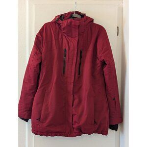 Liquid Women's Red Ski Jacket Waterproof Insulated Hooded Jacket With Zip Pocket